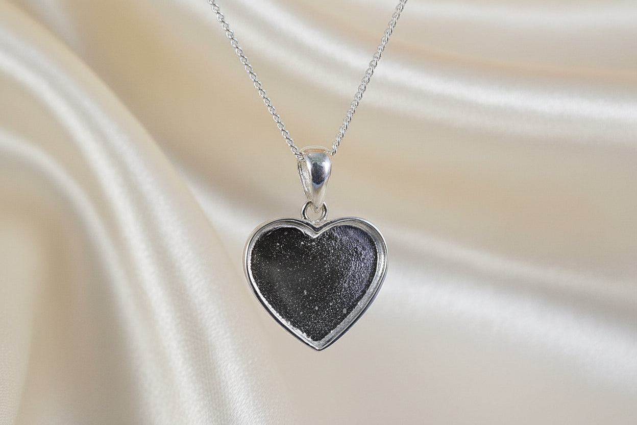 silver heart memorial pendant blank