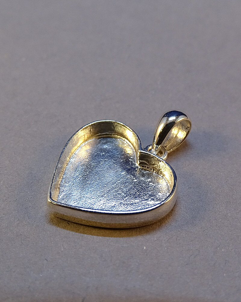 Silver 925 Solid Back Heart Pendant For Ashes Memorial