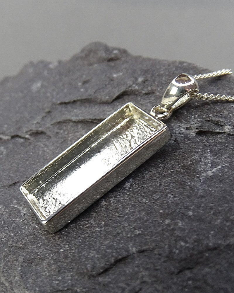20X8 Rectangular Solid Back Silver Pendant Suitable For Resin