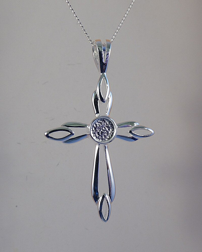 silver cross blank for cabochon