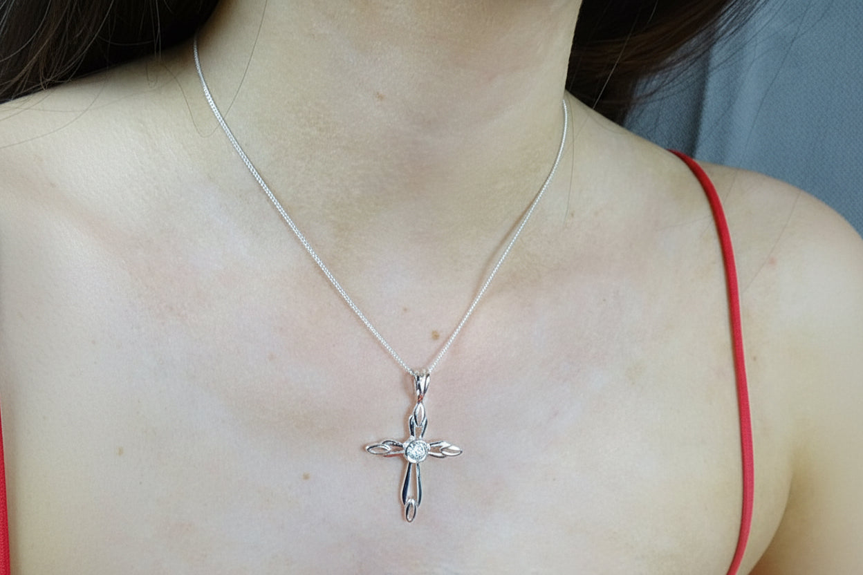 Silver 925 Cross Setting For 6mm Cabochon Or Resin