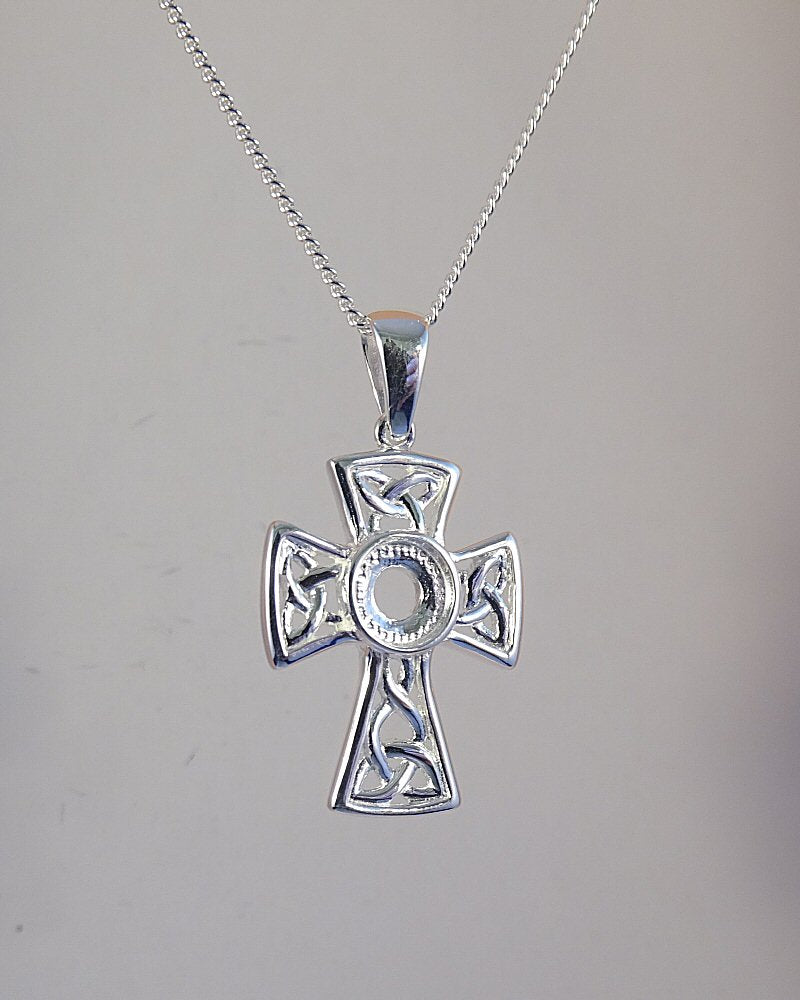 Silver Unset Cross For 6mm Cabochon
