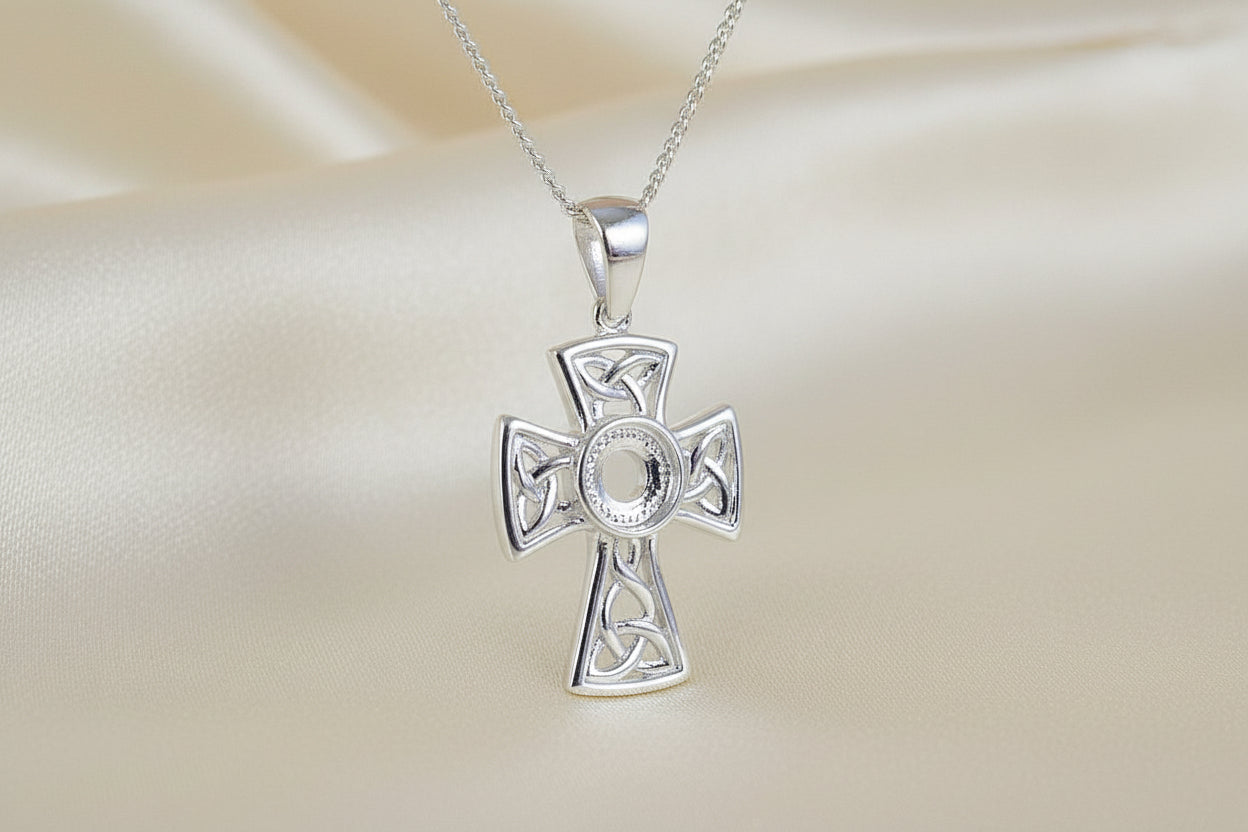 Silver Unset Cross For 6mm Cabochon