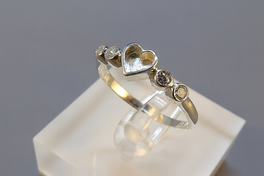 dainty silver heart ring for resin memorial