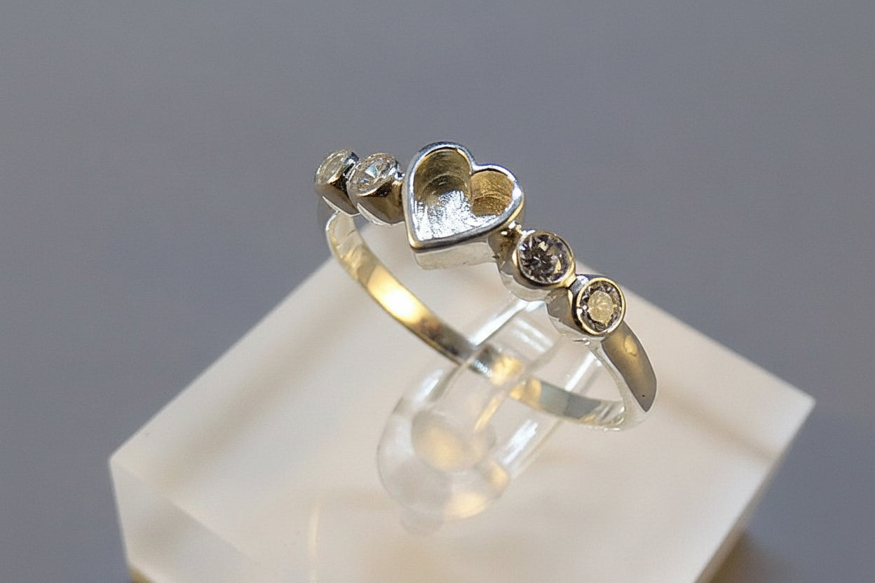dainty silver heart ring for resin memorial