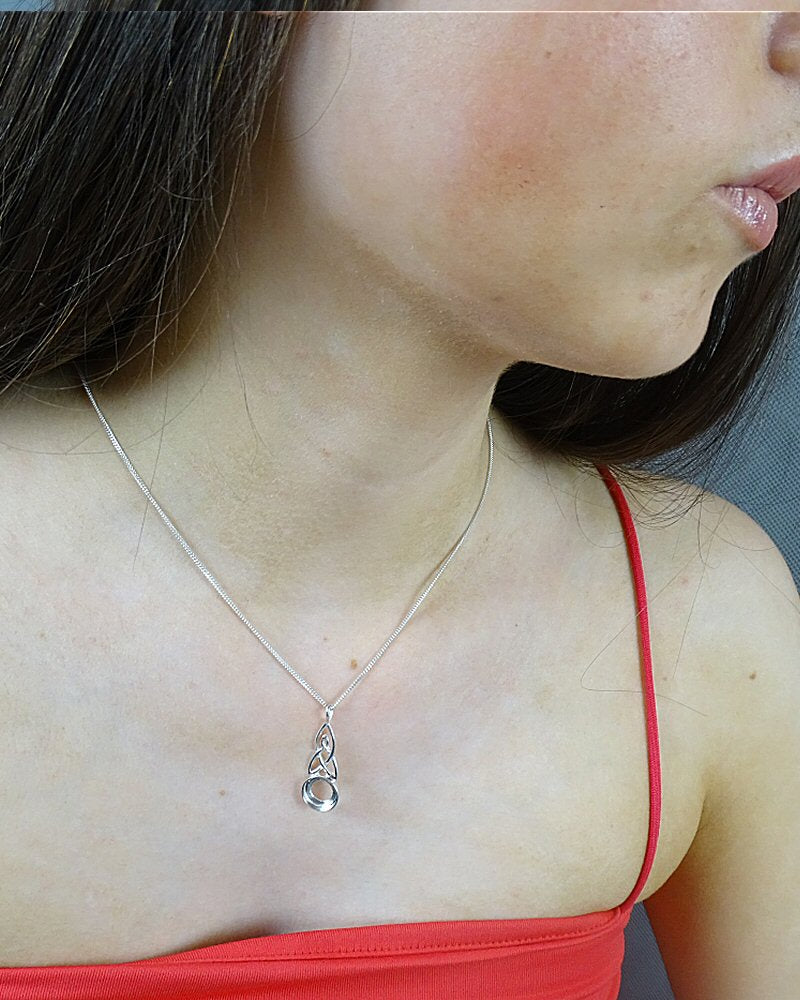 Silver Celtic Style Pendant Mount For 10mm Stone