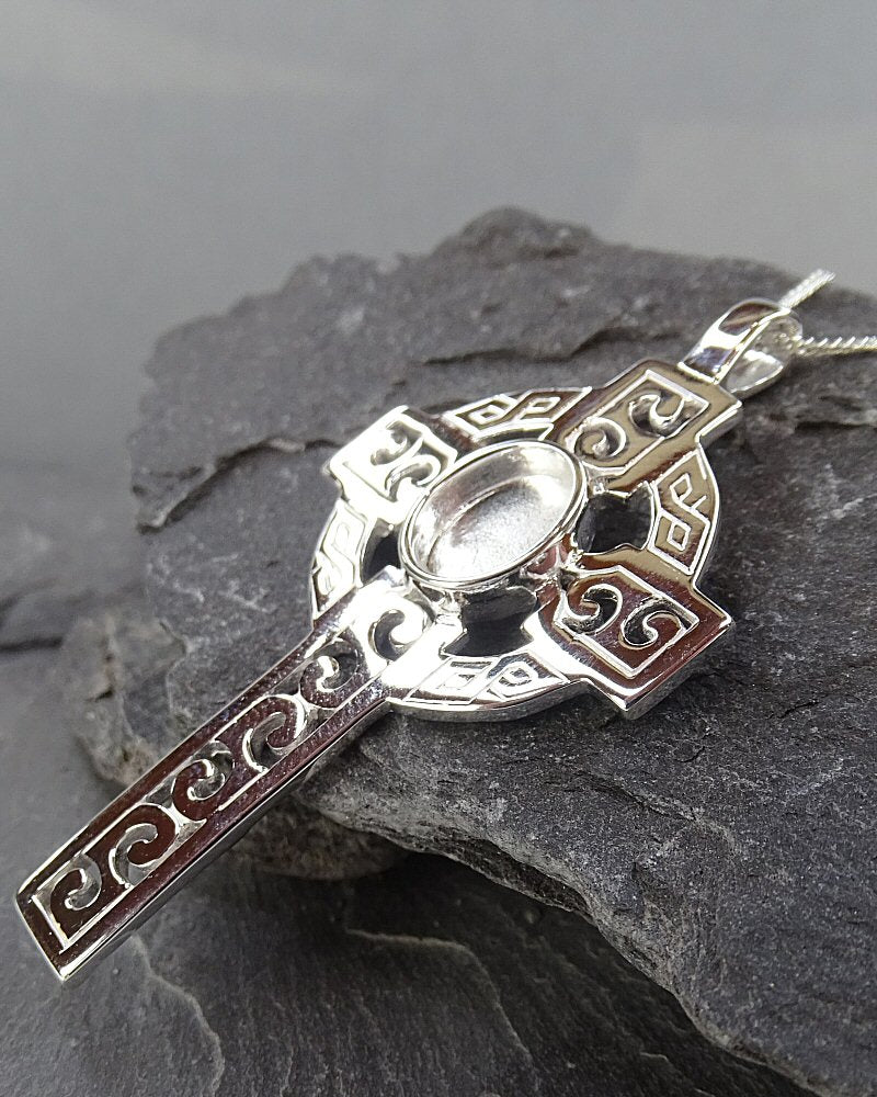 Solid Silver Celtic Cross Suitable For 10x8 Cab Or Resin