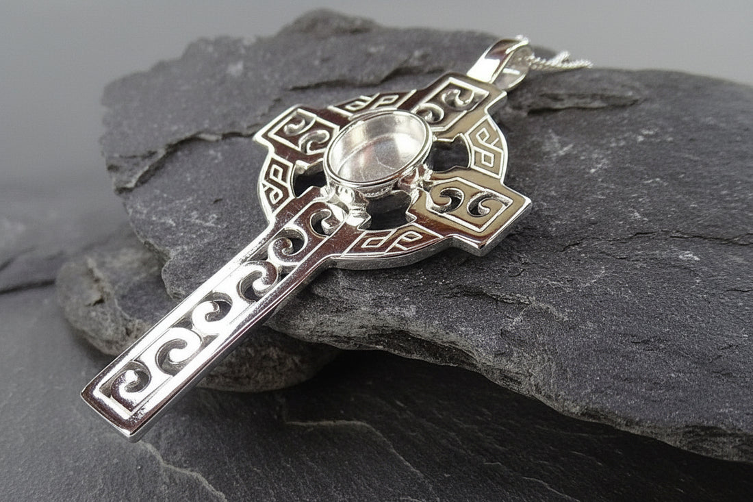 Solid Silver Celtic Cross Suitable For 10x8 Cab Or Resin