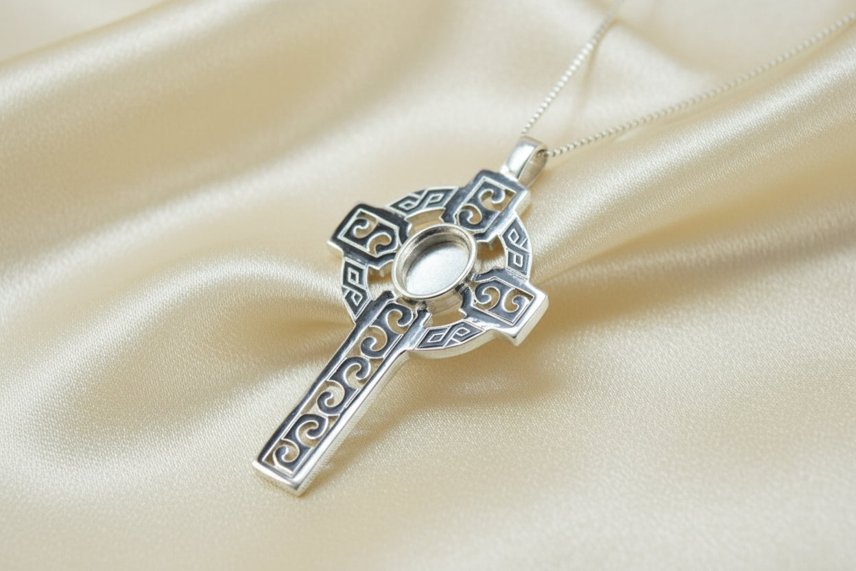 Solid Silver Celtic Cross Suitable For 10x8 Cab Or Resin