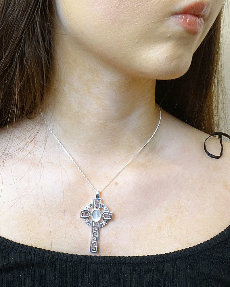 Solid Silver Celtic Cross Suitable For 10x8 Cab Or Resin