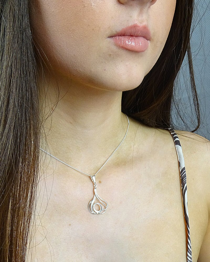Silver fancy 10x8 Cabochon Pendant Setting
