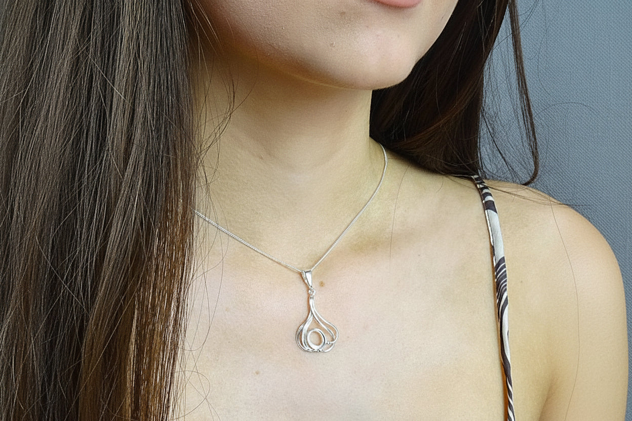 Silver fancy 10x8 Cabochon Pendant Setting