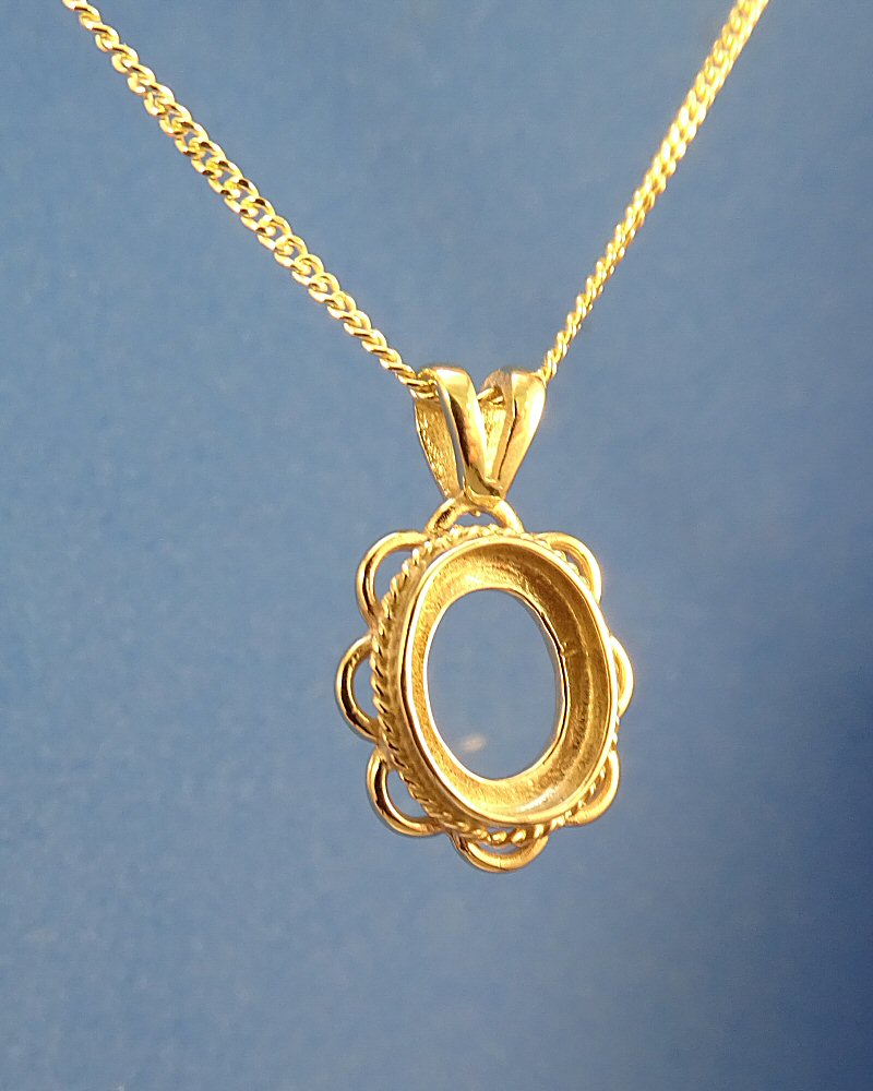 Solid Gold Pendant To Fit 10X8 Cabochon