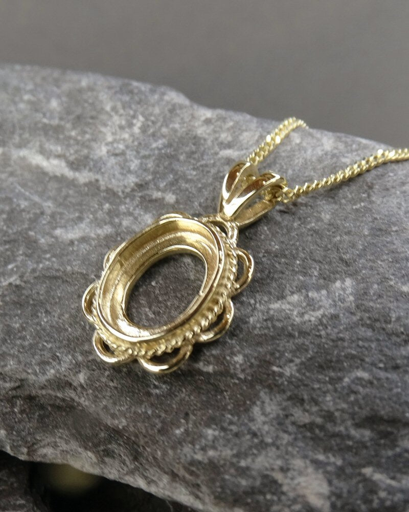 Solid Gold Pendant To Fit 10X8 Cabochon
