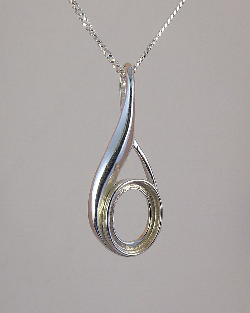 Silver Pendant Mount For 10x8 Cabochon