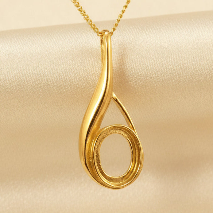 Solid Gold Pendant Mount For 10x8 Cabochon