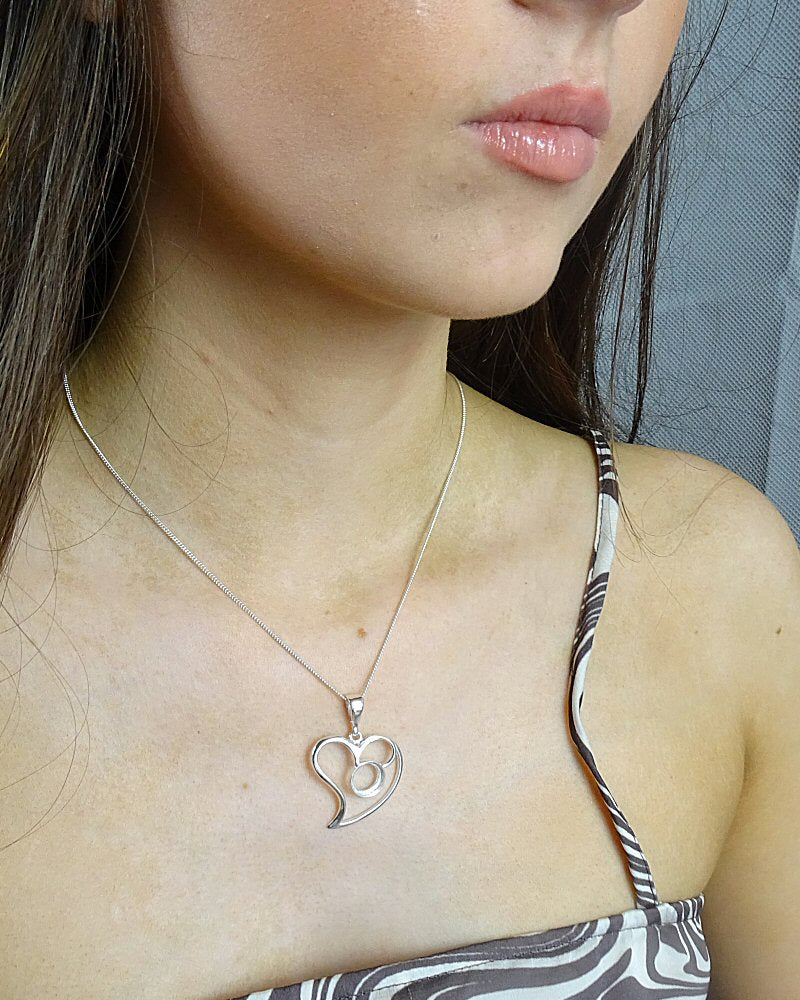 Silver 925 Heart Pendant With Cabochon Setting For 10mm