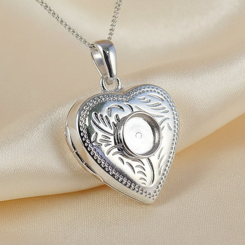 Silver Heart Locket Ready To Set 6mm Cabochon