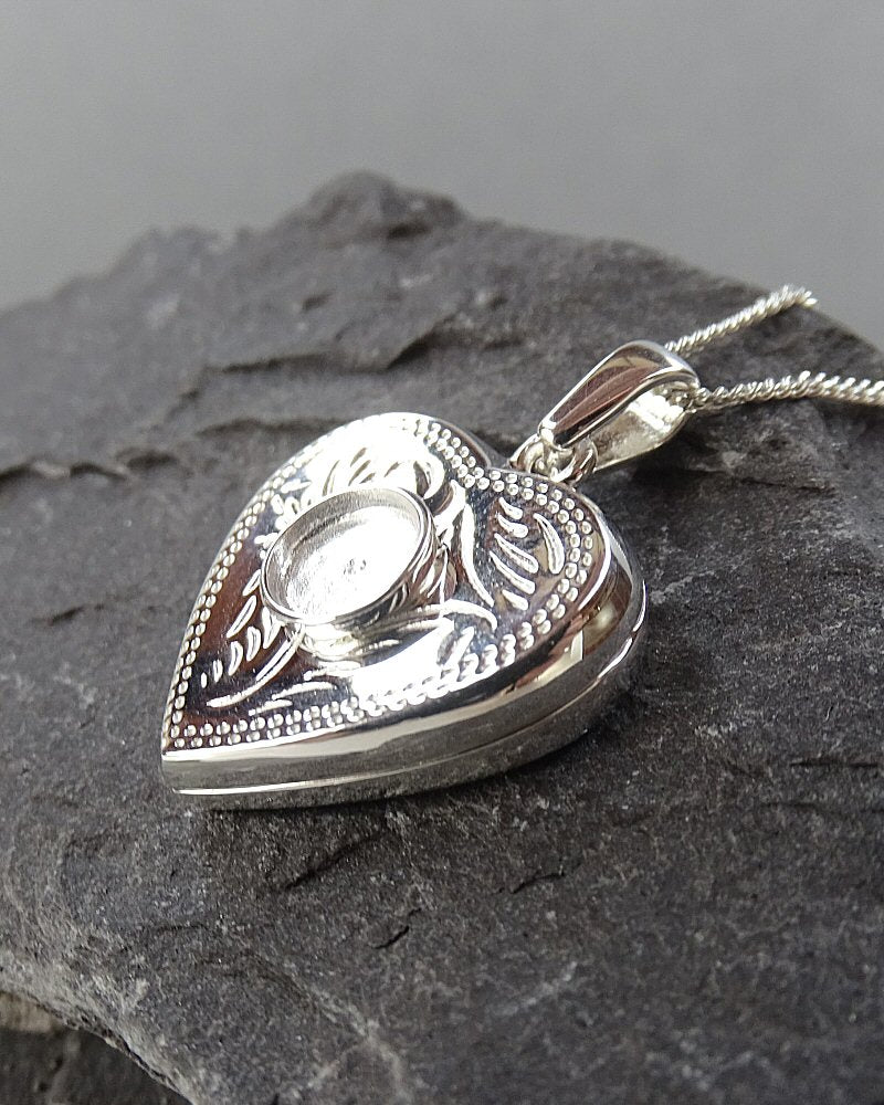 Silver Heart Locket Ready To Set 6mm Cabochon
