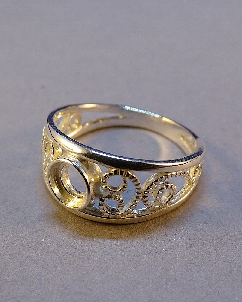 Silver Open Work Ring Blank for 5mm Cabochon