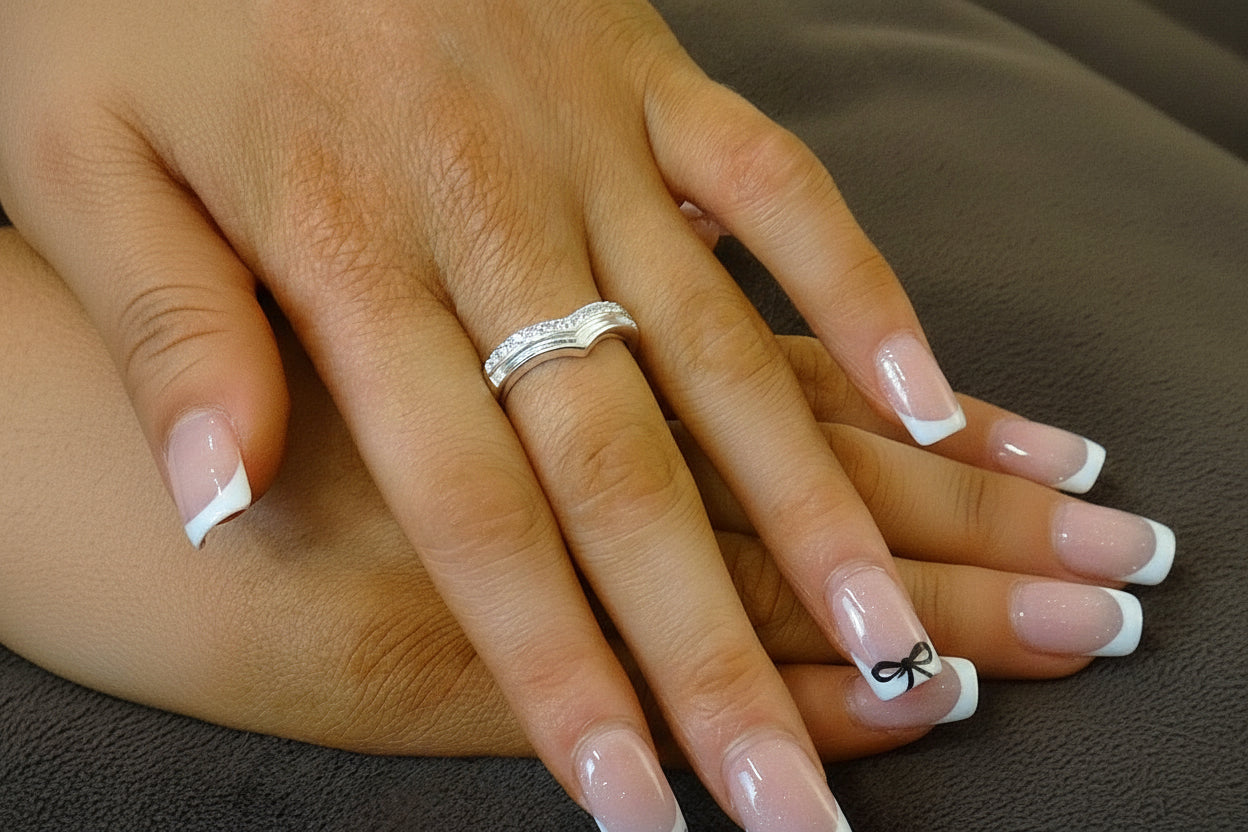 Solid silver wishbone style ring suitable for use with resin