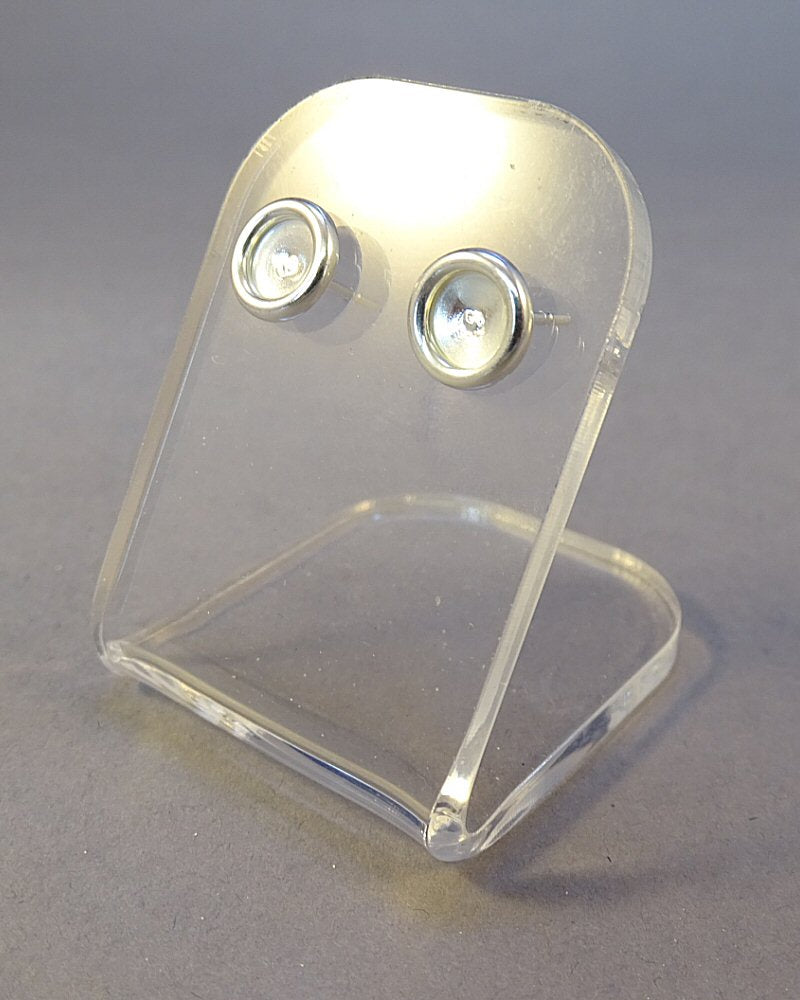Plain Silver Earring Stud Mounts For Stones Or Resin
