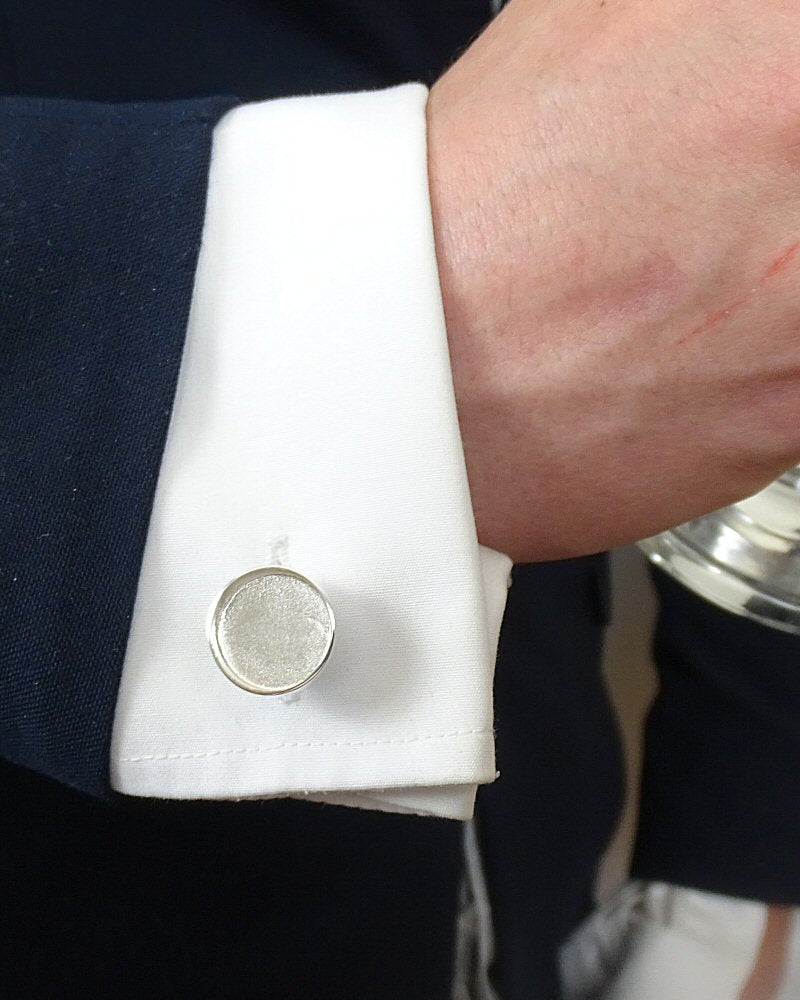 Silver Cufflink Blank For Round 13.8mm Stones Or Resin