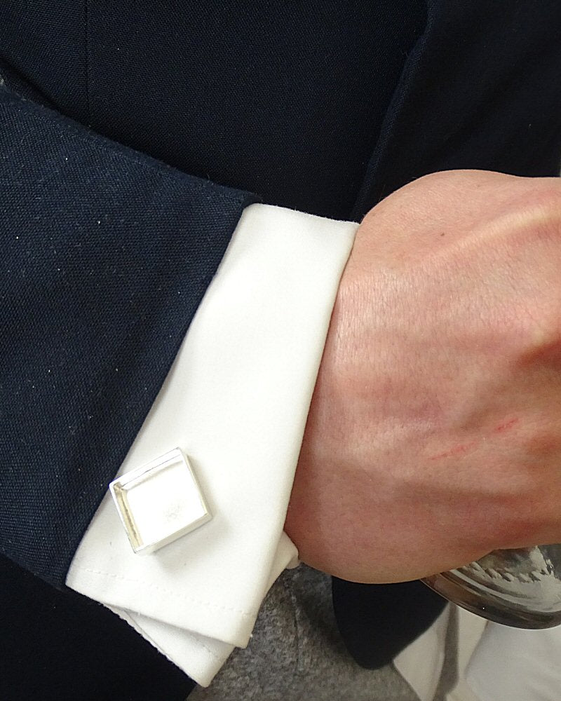 Square Cufflink Setting For Resin Or 14.5mm Stone