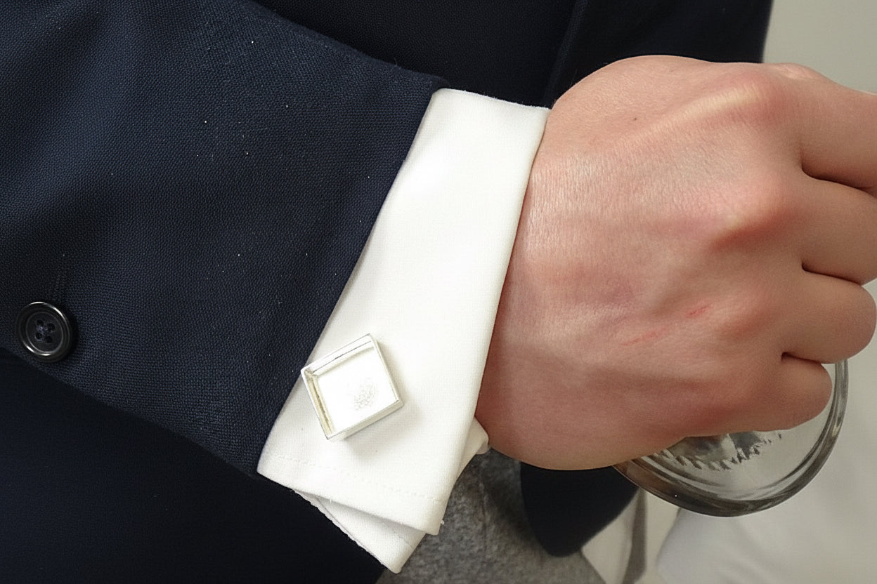 Solid Silver Square Cufflink Setting For Resin Or 14.5mm Stone