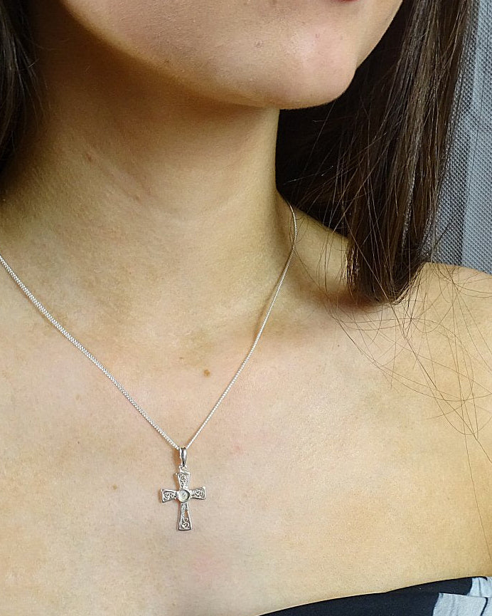 Silver Fillagree Cross To Set A 4mm Stone