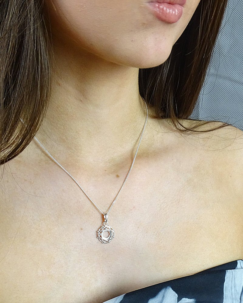Unset Silver Pendant Mount For 8MM Stone