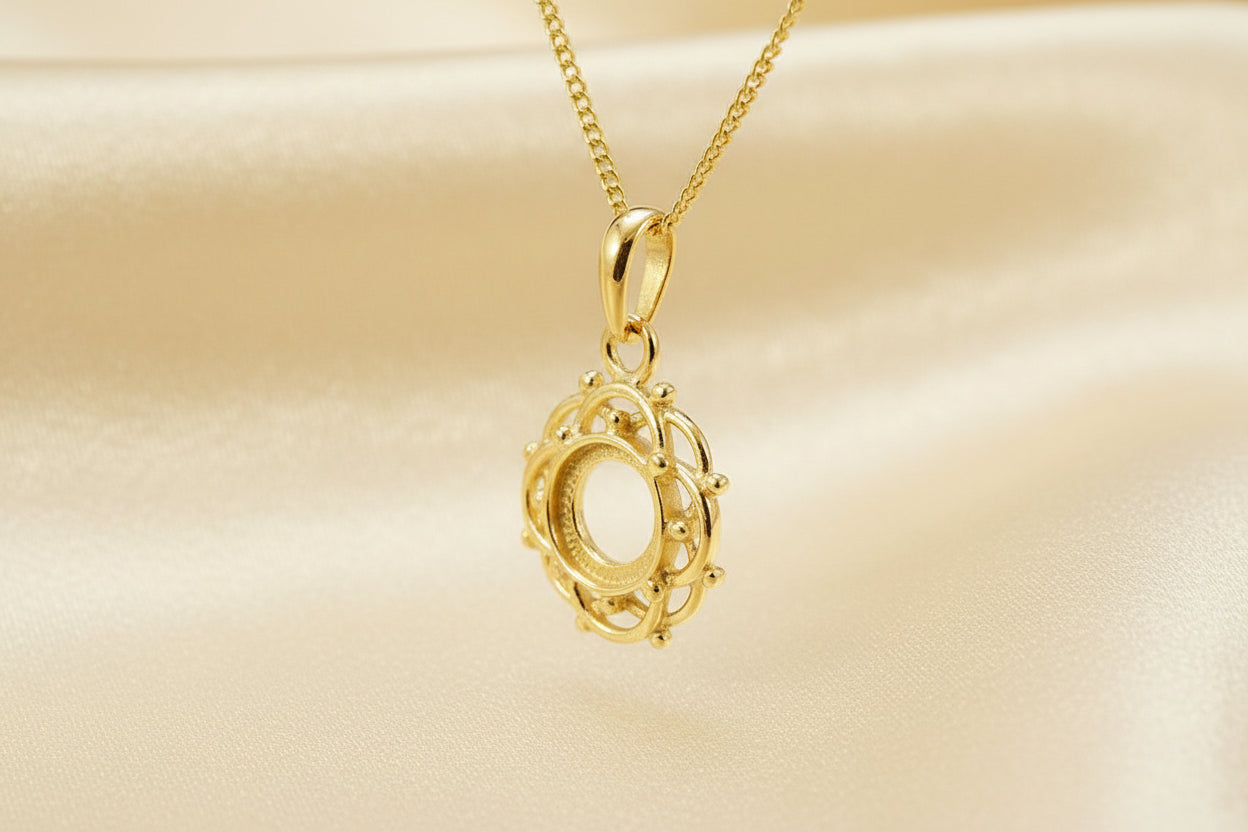 Solid Gold Celtic Style Pendant To Fit 8mm