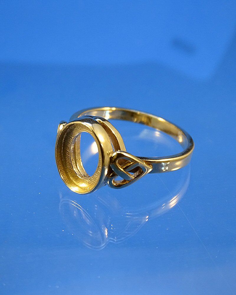 Solid Gold Celtic Ring Blank For 10X8 Cabochon