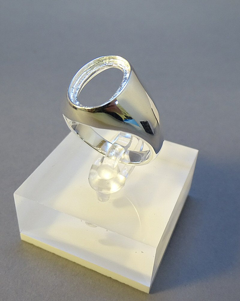 Silver Gents Seal Ring Mounts For Cabochon 14X10