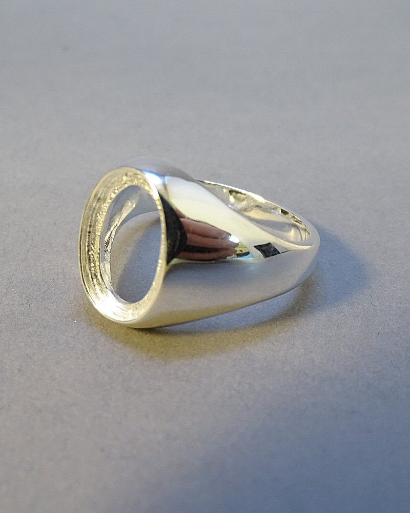 Silver Gents Seal Ring Mounts For Cabochon 14X10