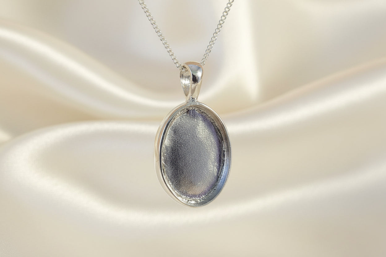 18x13 silver solid back pendant blank