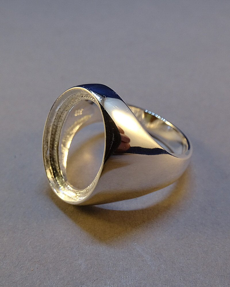 Silver Gents Seal Ring Mounts For 18x13 Cabochon