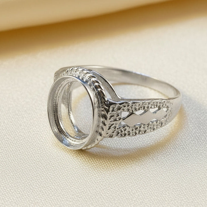 Silver Ring Finding For Setting For 10x8 Stone