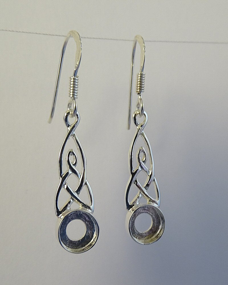 celtic silver drop earrings for cabochons
