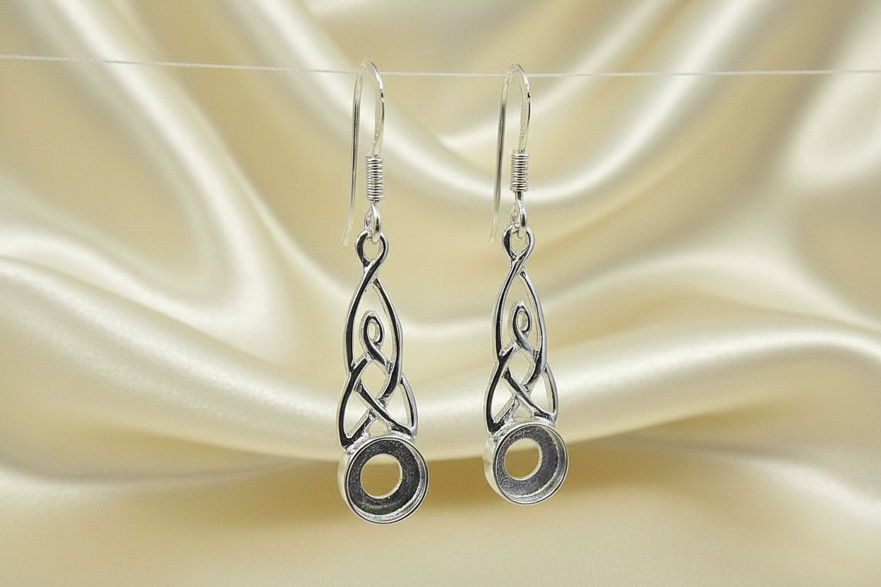 celtic silver drop earrings for cabochons