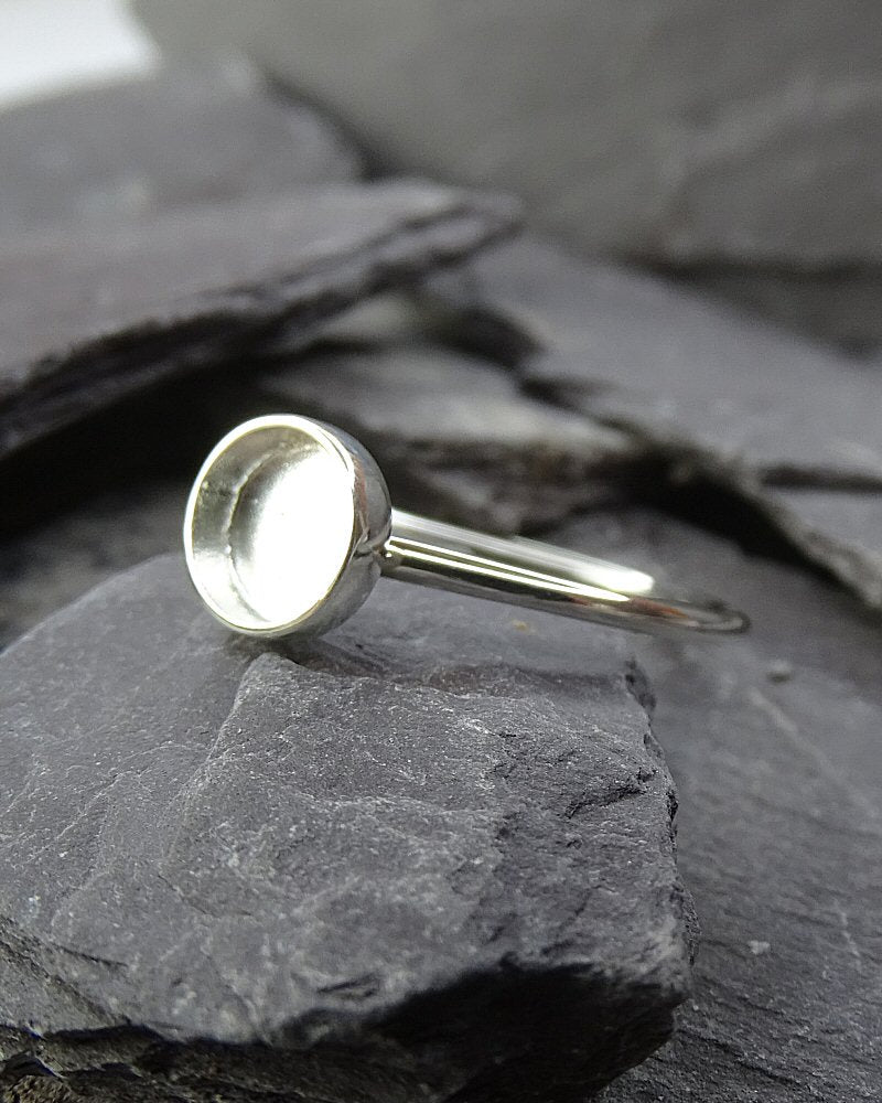 Plain Silver Ring For 6mm Cabochon