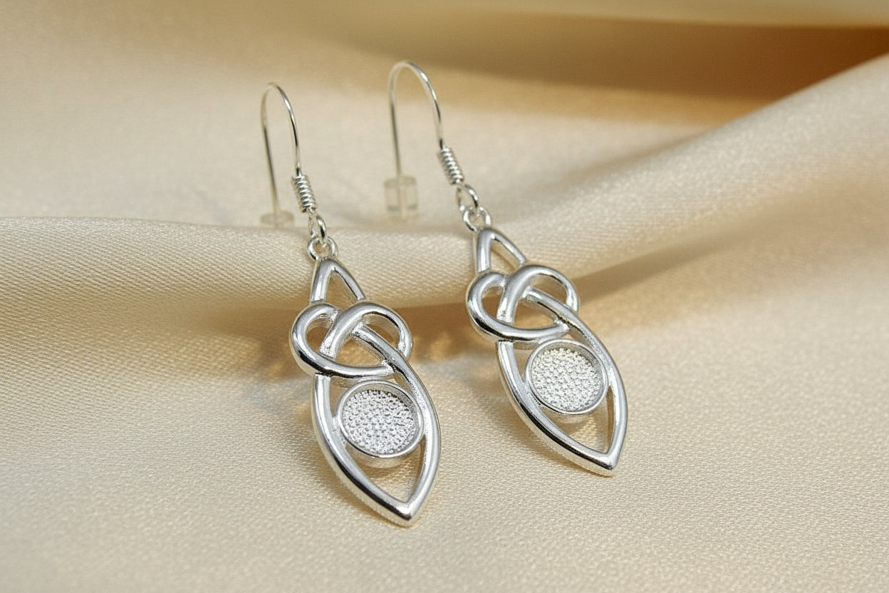 Silver Celtic Drop Mounts For 6mm Cabochon