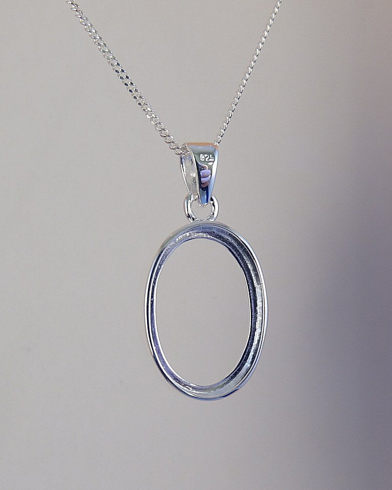 double sided silver pendant mount blank