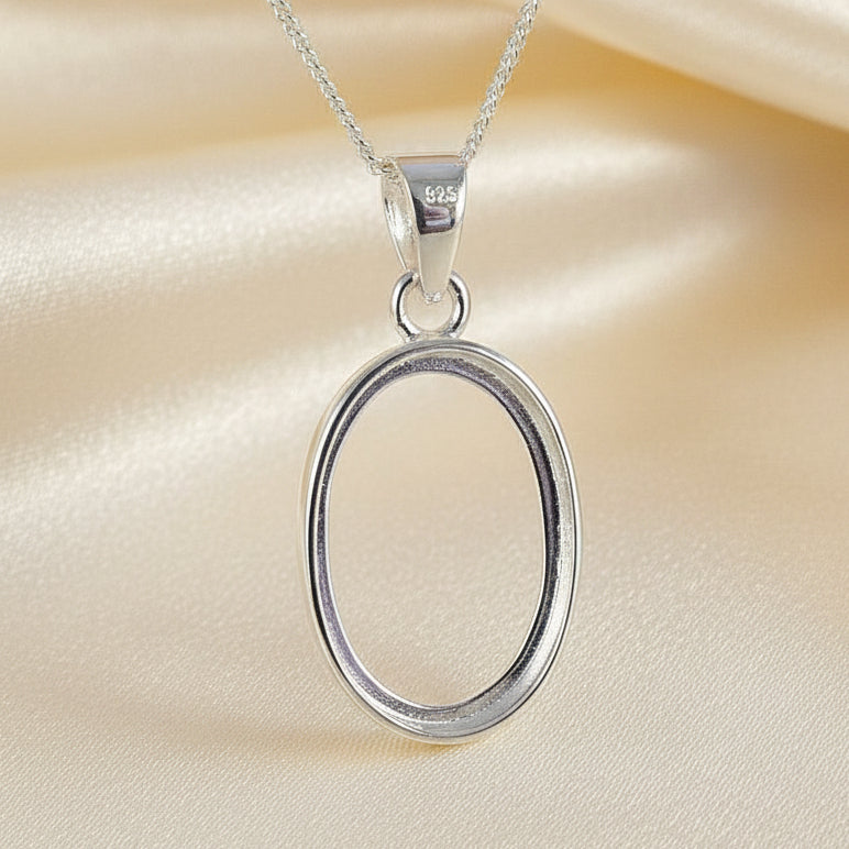 double sided silver pendant mount blank