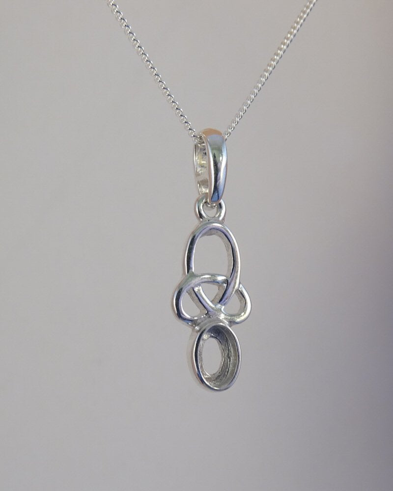 Small Silver Celtic Pendant To Mount 6x4 Stone