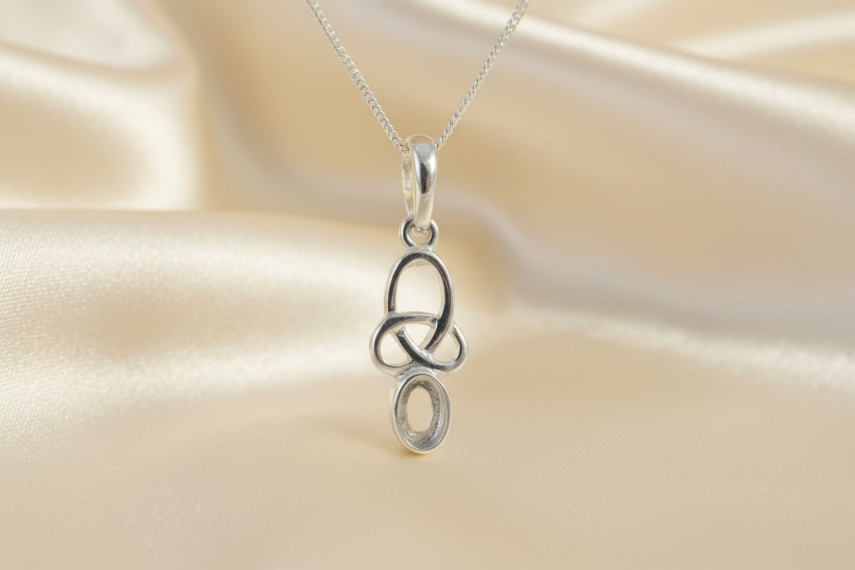 Small Silver Celtic Pendant To Mount 6x4 Stone