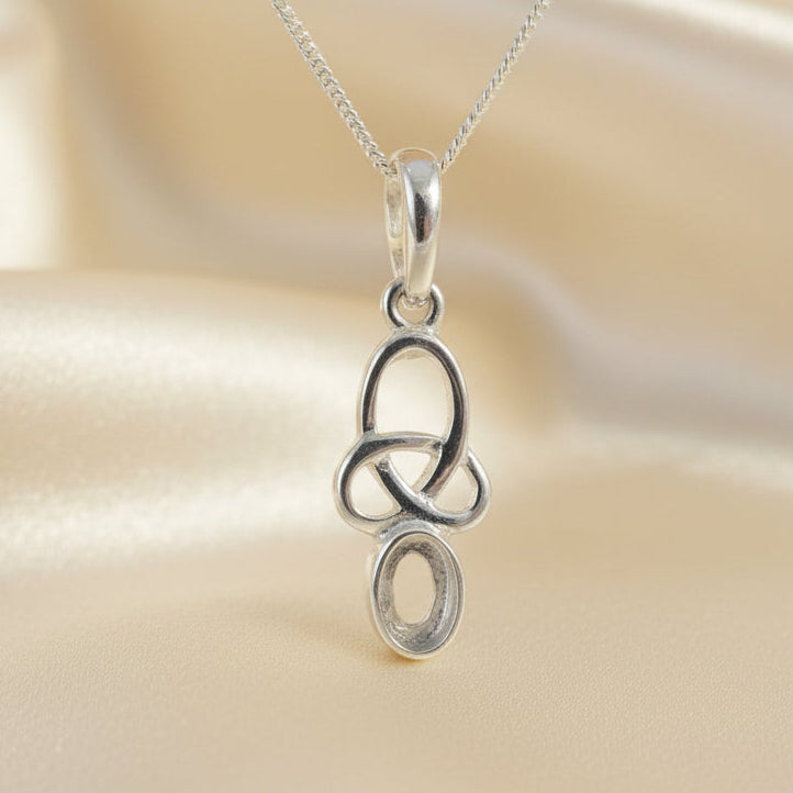 Small Silver Celtic Pendant To Mount 6x4 Stone