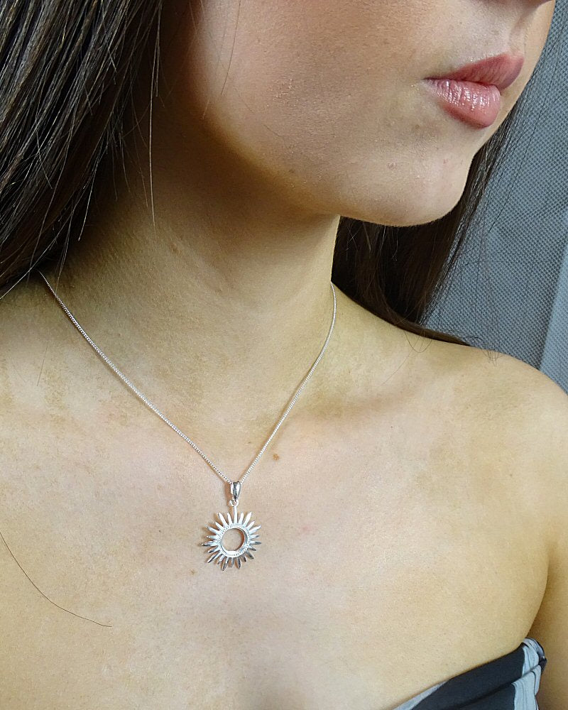 Silver Sun Pendant Mount For 10mm Stone