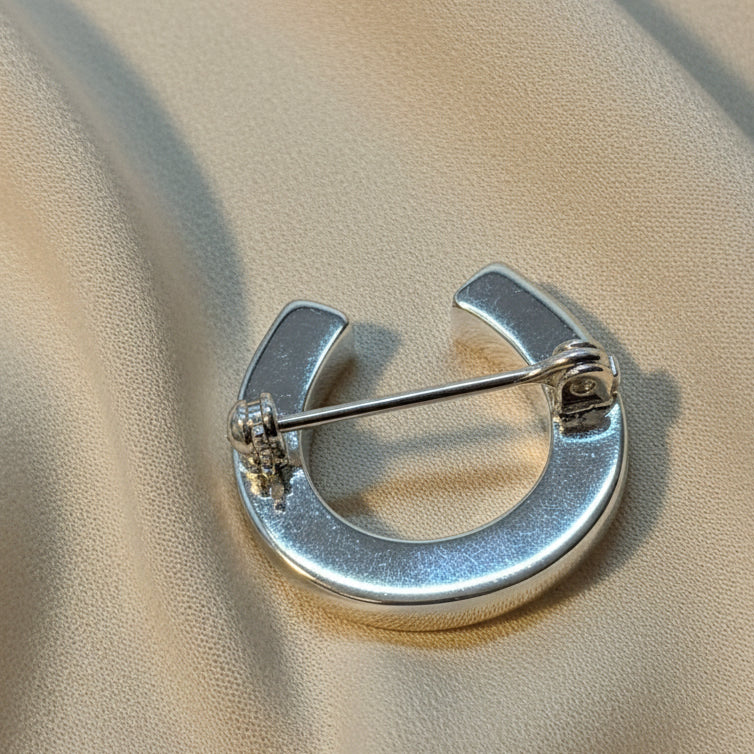 Silver equestrian Horse Shoe Brooch Stock Pin Made For Horse Hair