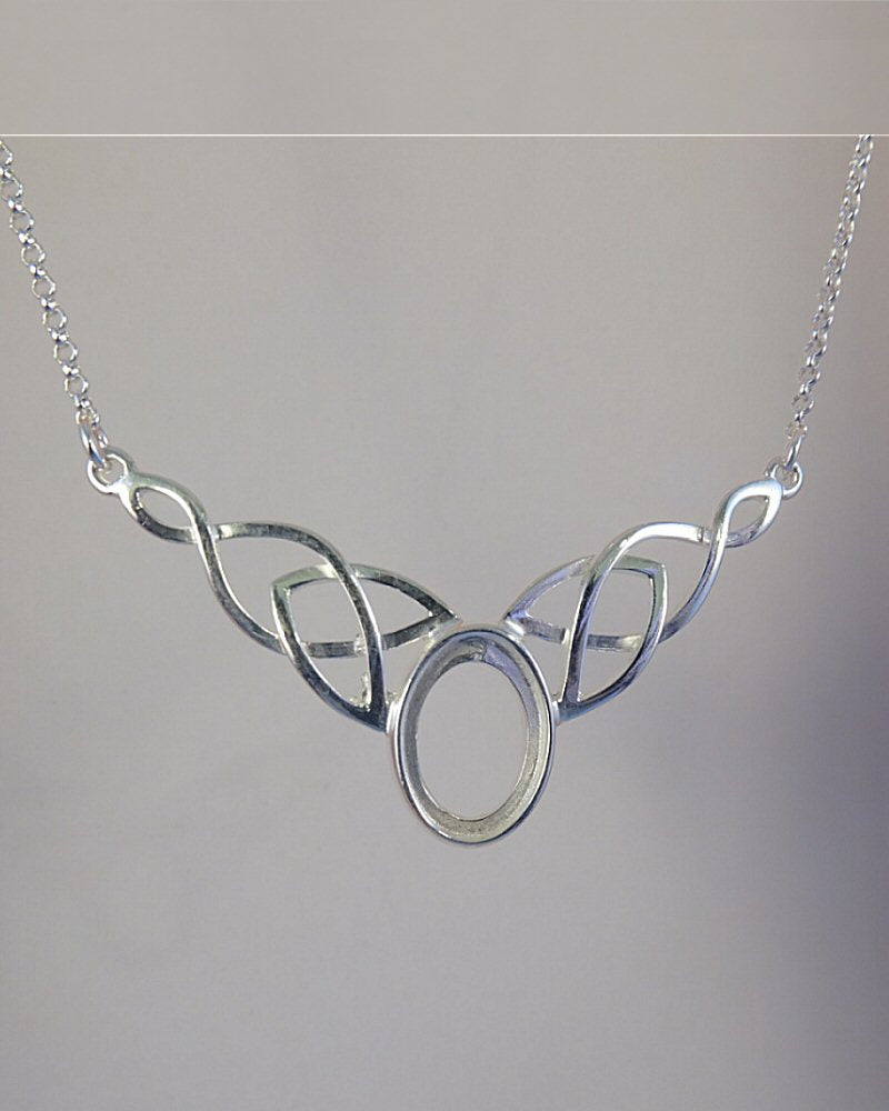 14x10 Silver Celtic Pendant Setting With Chain